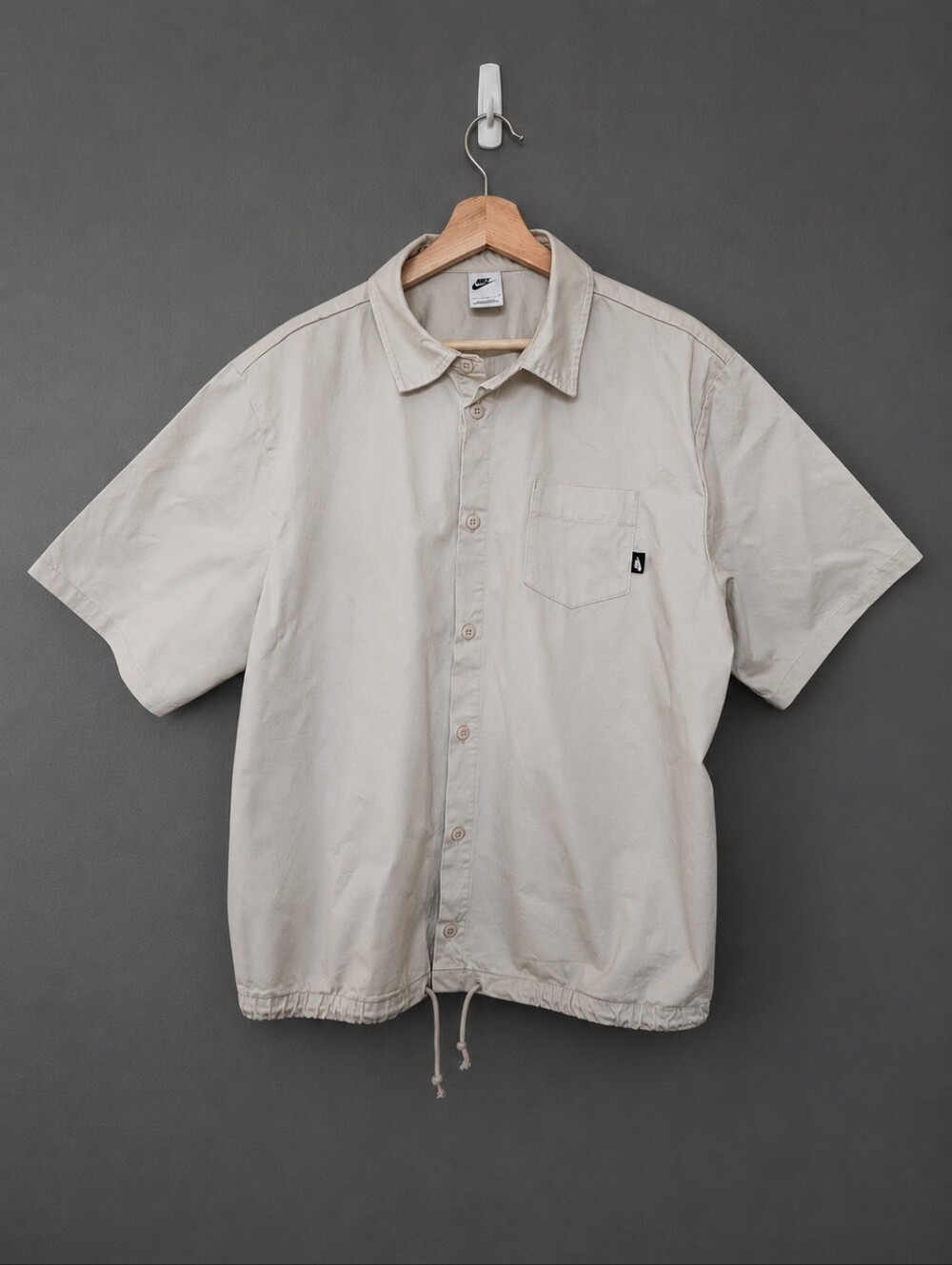 Nike Short-Sleeve Button Down Shirt in Light Cream